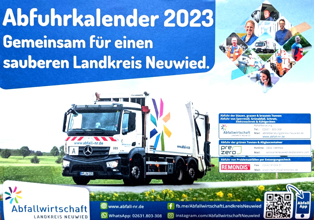 Neuer Abfuhrkalender 2023 mit teilweise neuen Abfuhrtagen die